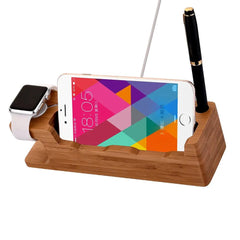 FULAIKATE Bamboo Wood Charging Stand for iPhone Desk Holder for iPad - Bamboo.