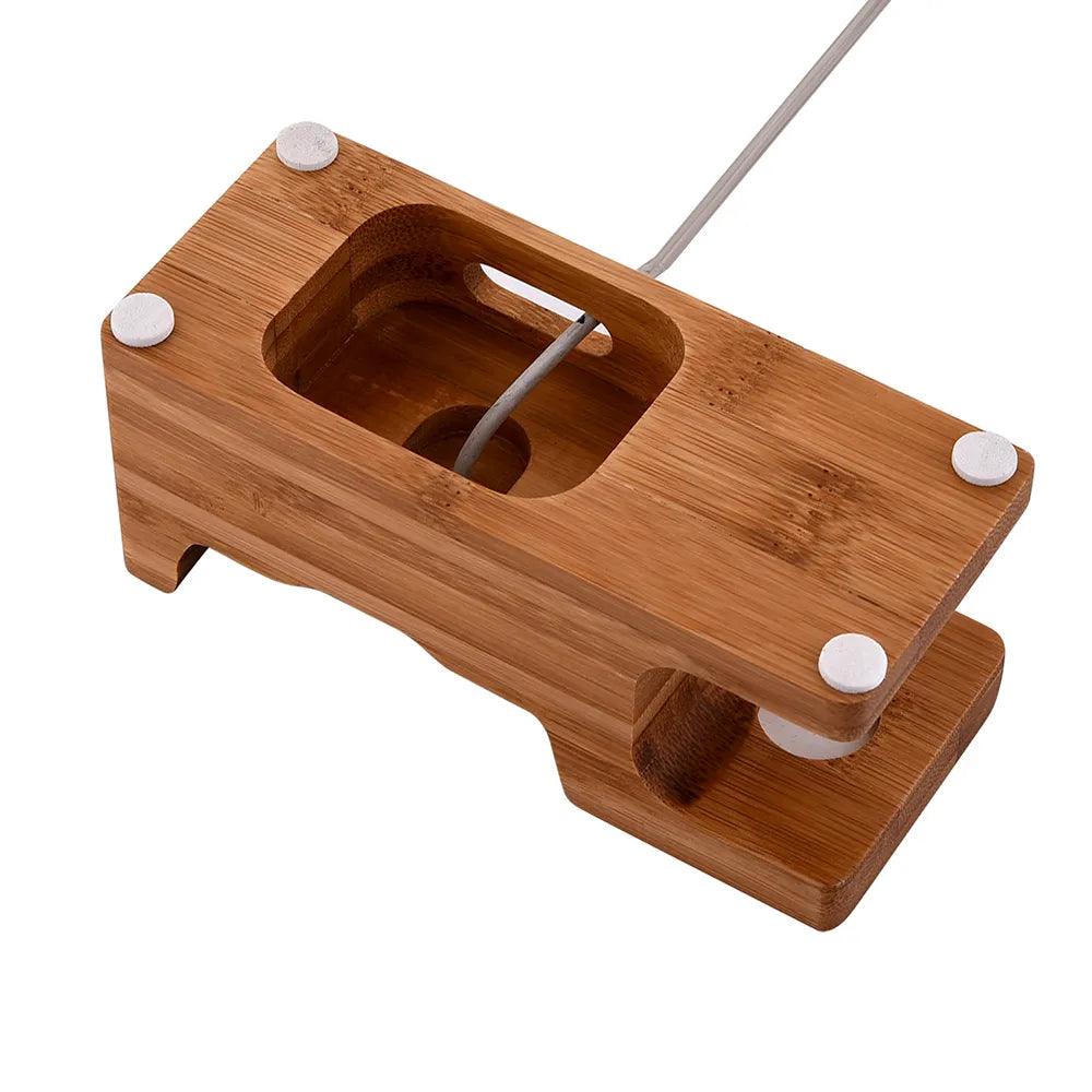 FULAIKATE Bamboo Wood Charging Stand for iPhone Desk Holder for iPad - Bamboo.