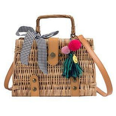 Hand-woven bamboo basket handbag - Bamboo.