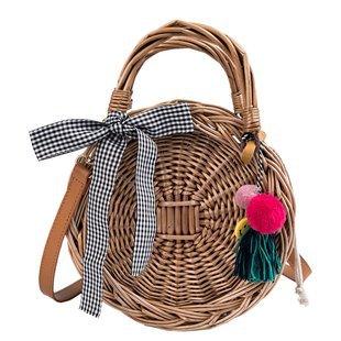 Hand-woven bamboo basket handbag - Bamboo.