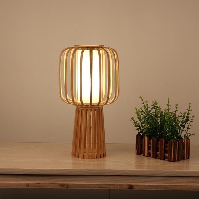 Handmade Bamboo Japanese Style Brown Bamboo Lamp - Bamboo.