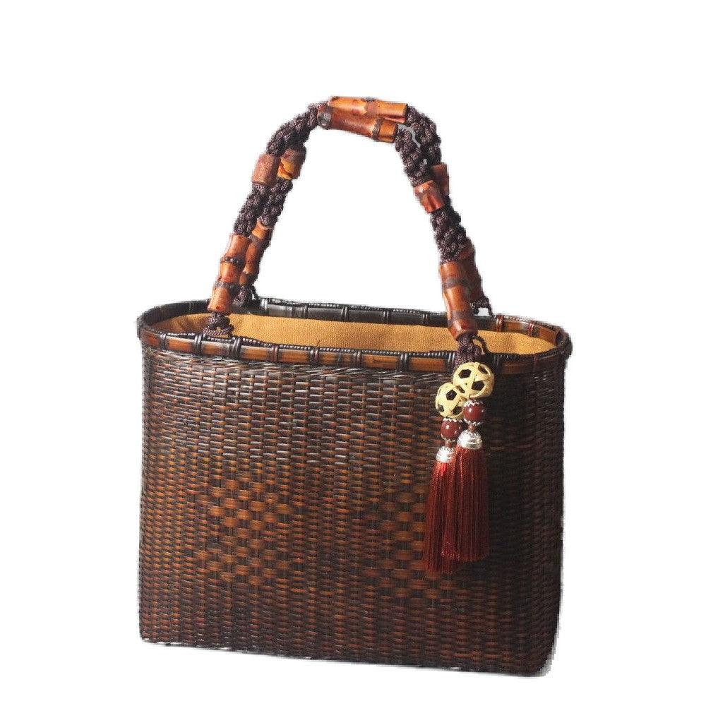 Handmade Vintage Bamboo Braided Women's Handbag - Bamboo.