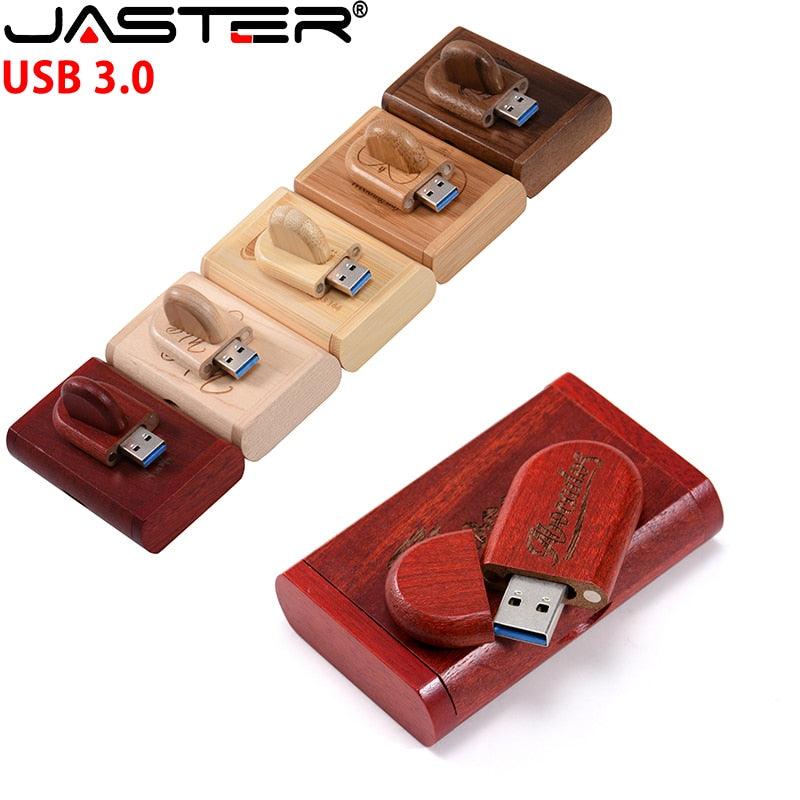 JASTER USB 3.0 Bamboo wooden box Memory stick Free custom logo USB - Bamboo.
