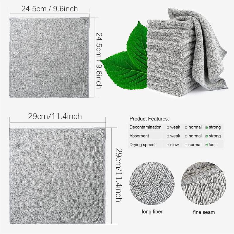 Kitchen Towel Bamboo Charcoal Fibers Cleaning Cloths Dishcloth - Bamboo.