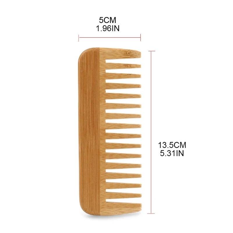 Natural Bamboo Wide Tooth Comb Detangling Combs Anti-Static - Bamboo.