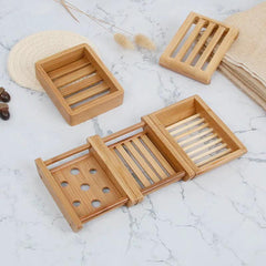 Natural Wood Soap Box Bamboo Wooden Soap Holder Soap Base - Bamboo.