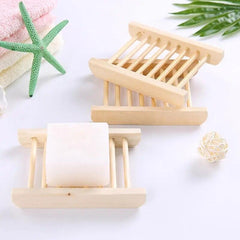 Natural Wooden Bamboo Soap Storage Organizer Soap Tray Rack - Bamboo.