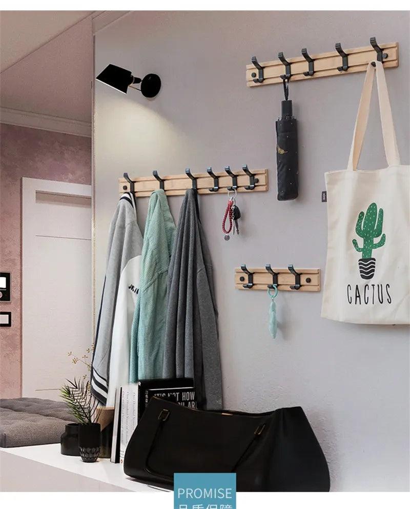 Nordic Style Bedroom Furniture Coat Rack Clothes Hanger Wall Hooks - Bamboo.