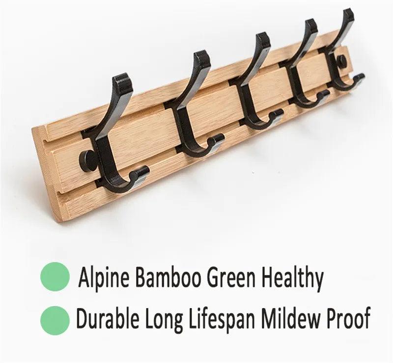 Nordic Style Bedroom Furniture Coat Rack Clothes Hanger Wall Hooks - Bamboo.