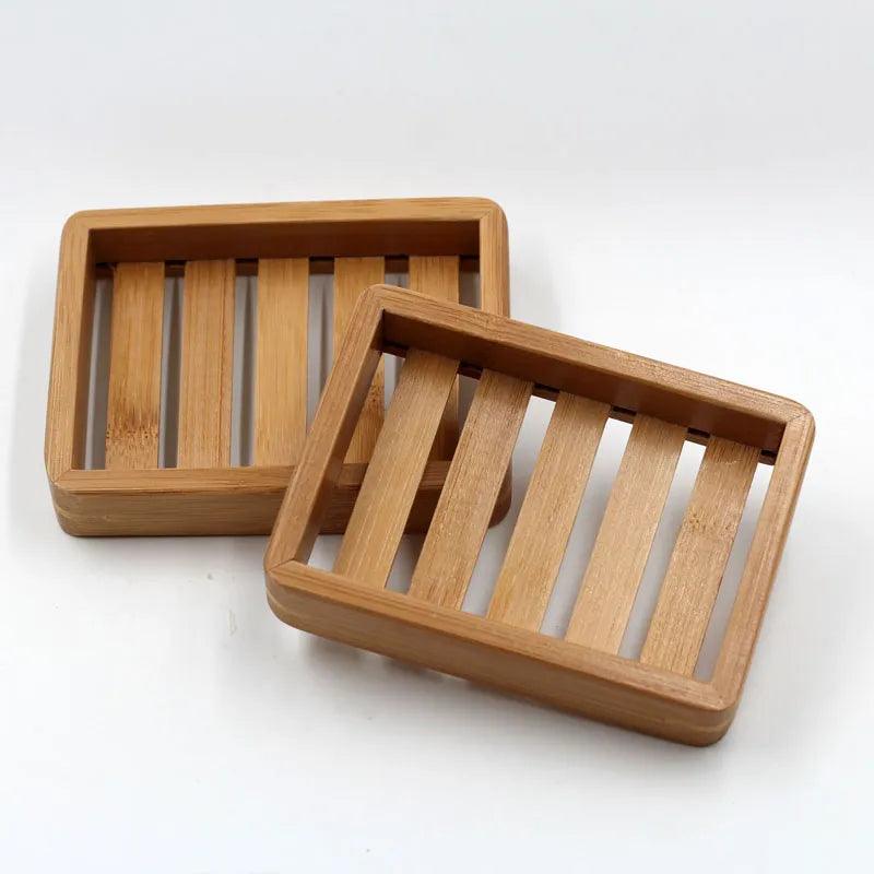 Portable Wooden Natural Bamboo Storage Soap Tray Holder - Bamboo.