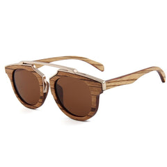 Sunglasses With Metal Nose, Bamboo Frame And Legs - Bamboo.