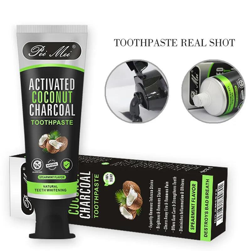 Teeth Whitening Toothpaste Activated Coconut Charcoal Powder Bamboo - Bamboo.