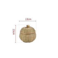 Top Layer Bamboo Green Bamboo Basket Round Tea Storage - Bamboo.