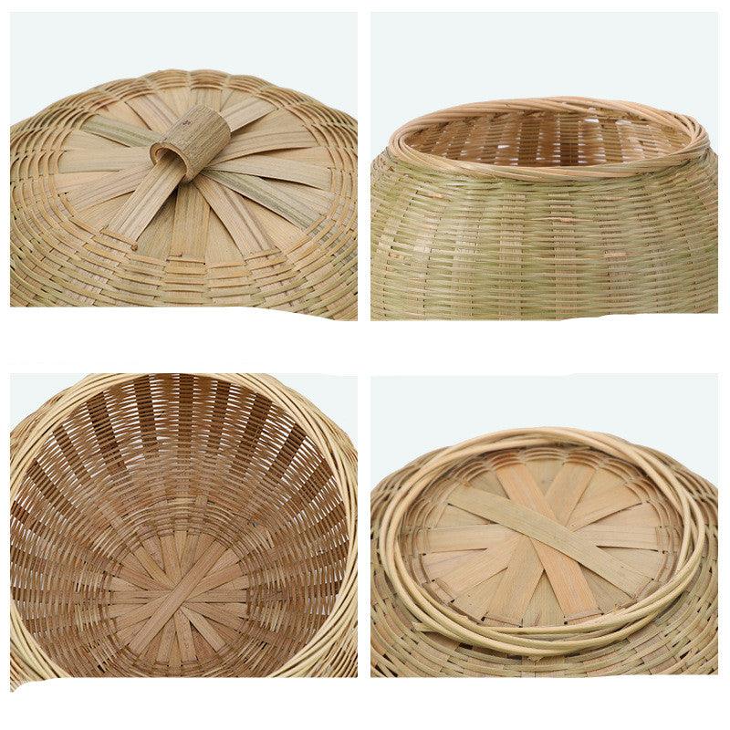 Top Layer Bamboo Green Bamboo Basket Round Tea Storage - Bamboo.