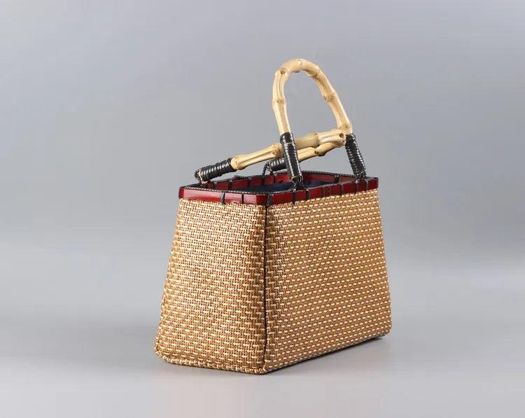 Vintage Hand-woven Women Handbag Rattan Bamboo Japanese-style Art - Bamboo.