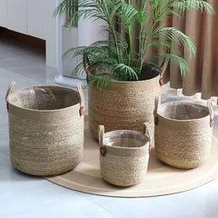 Wicker Planter Basket Natural Flower Pot Storage Baskets - Bamboo.