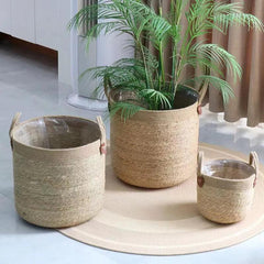 Wicker Planter Basket Natural Flower Pot Storage Baskets - Bamboo.