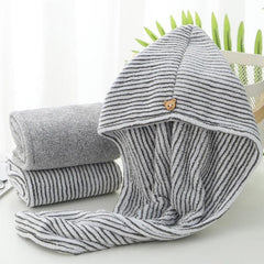 Women's Bamboo Charcoal Fiber Hair Towel Wrap Microfiber Turban Cap - Bamboo.