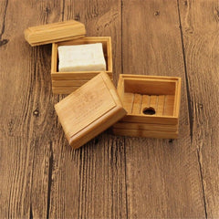 Wooden Natural Storage Soap Rack Bamboo Soap Dishes Tray Holder - Bamboo.