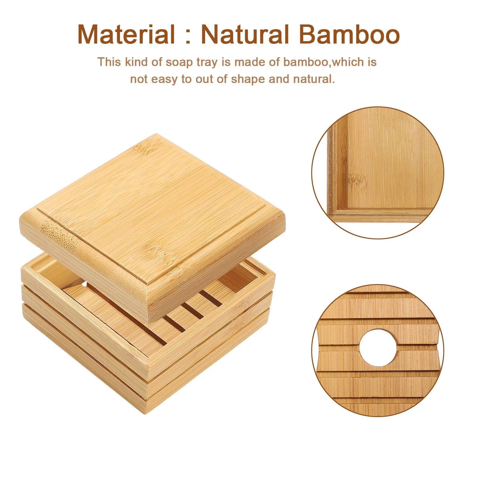 Wooden Natural Storage Soap Rack Bamboo Soap Dishes Tray Holder - Bamboo.