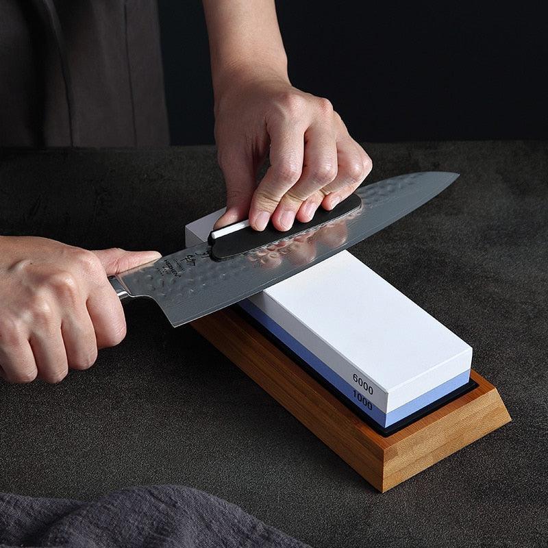 XINZUO Professional Knife Sharpening Stones Angle Guide Bamboo Holder - Bamboo.