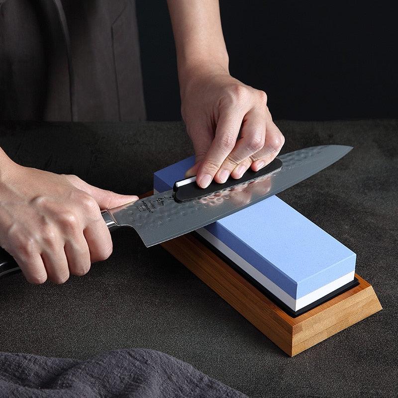 XINZUO Professional Knife Sharpening Stones Angle Guide Bamboo Holder - Bamboo.